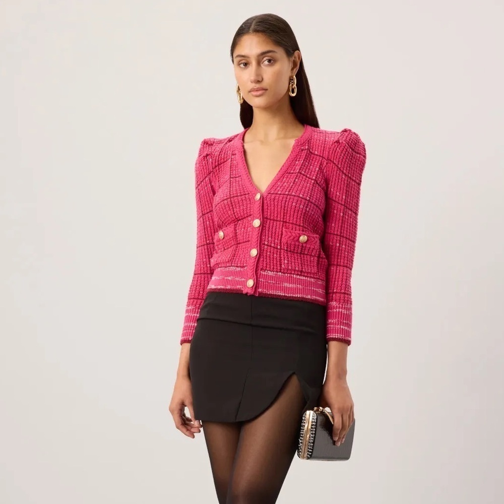 NWT L’Agence Jenni Cardigan Sweater Pink Multi L